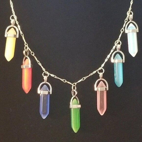 Multicolour Crystal Pendant Necklace - Picture 2 of 5